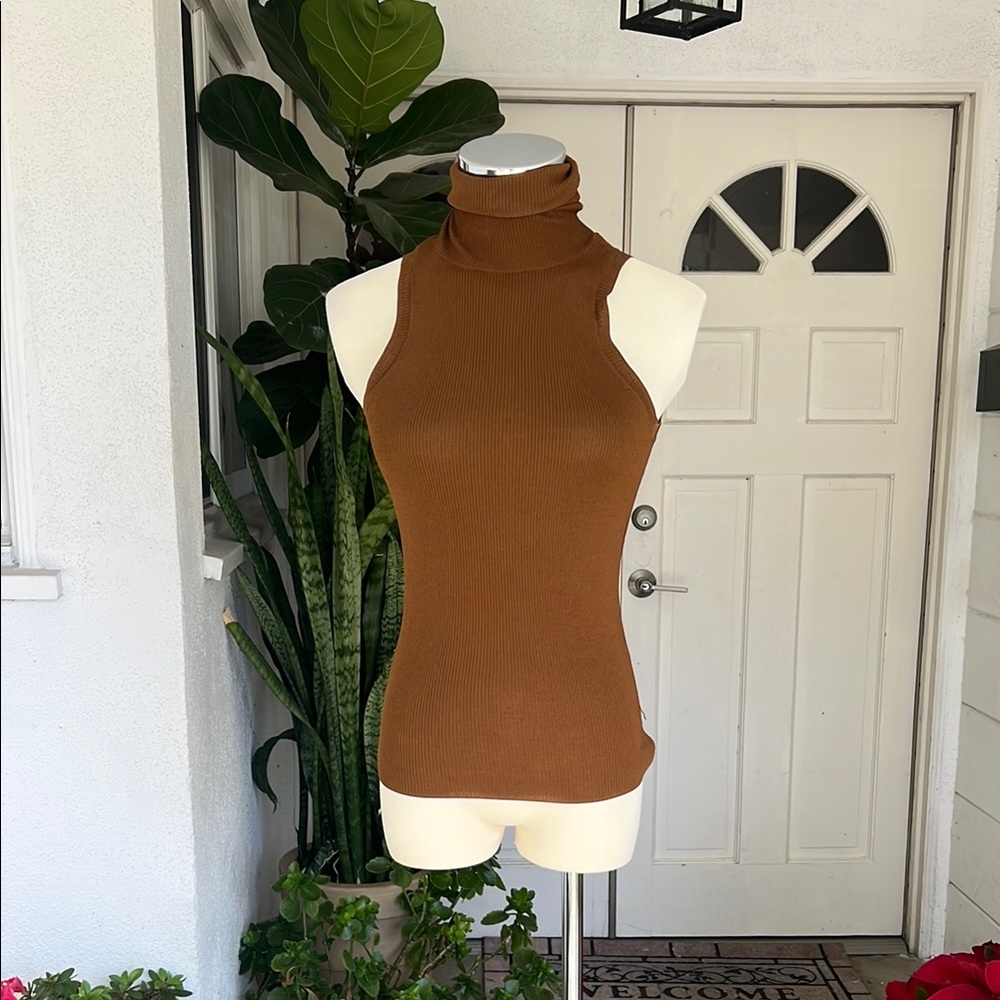 A.L.C Brown Sleeveless Turtleneck Top NWOT